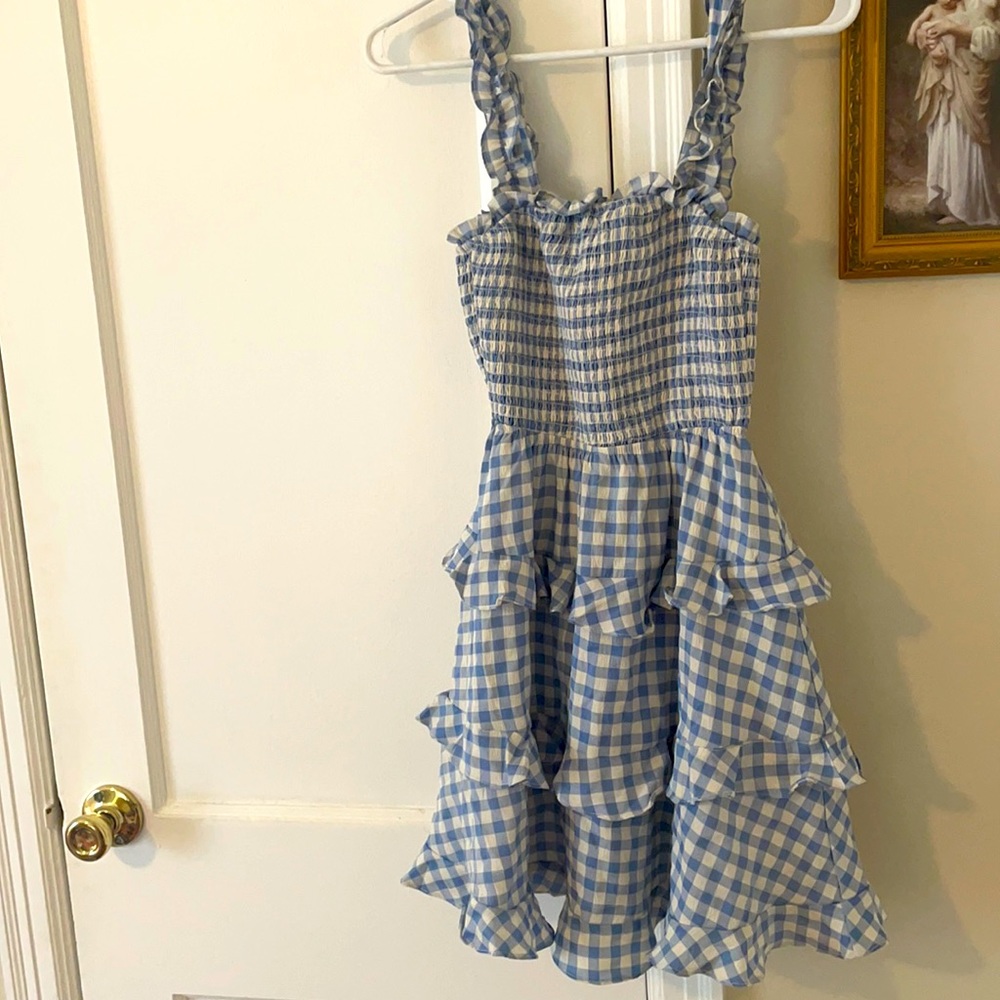 Blue and White Gingham Dress.